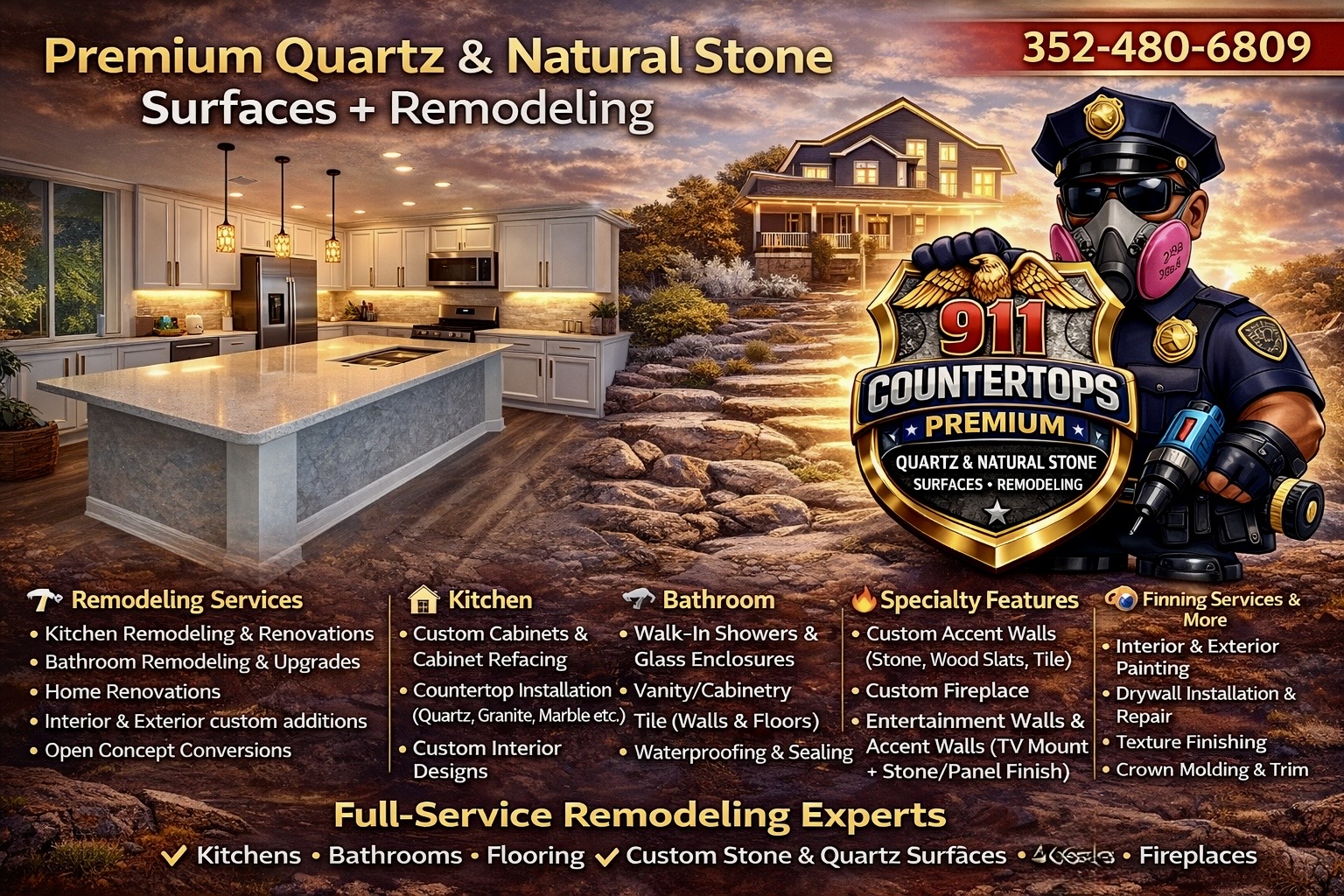 Our Services - Premium Quartz, Natural Stone Surfaces & Remodeling